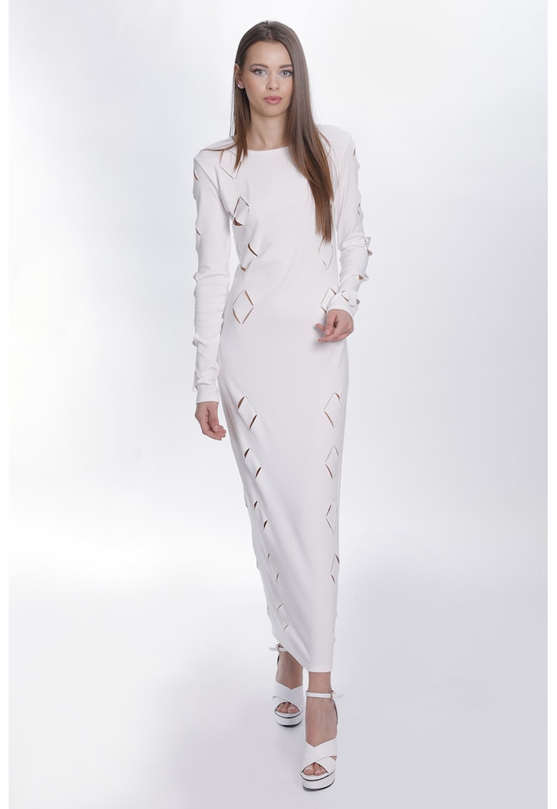 Прилепнала рокля с отвори - Бял UVIA