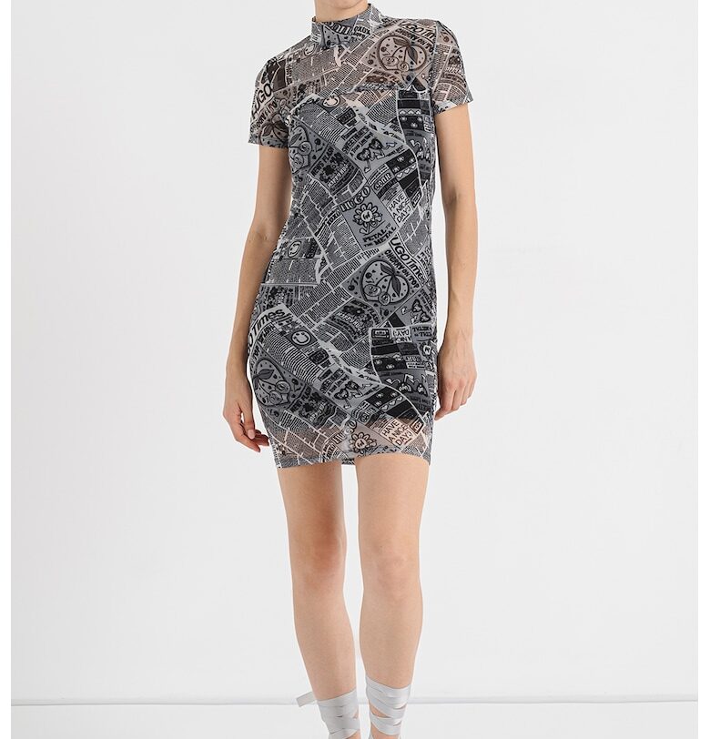 Прилепнала рокля с принт - Tъмносив HUGO