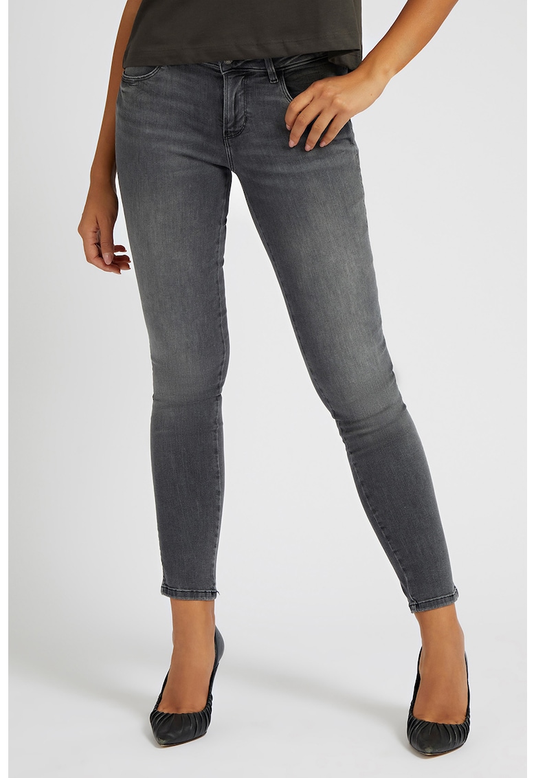 Прилепнали дънки Curve X със захабен ефект - Мръснобял/Tъмносив GUESS