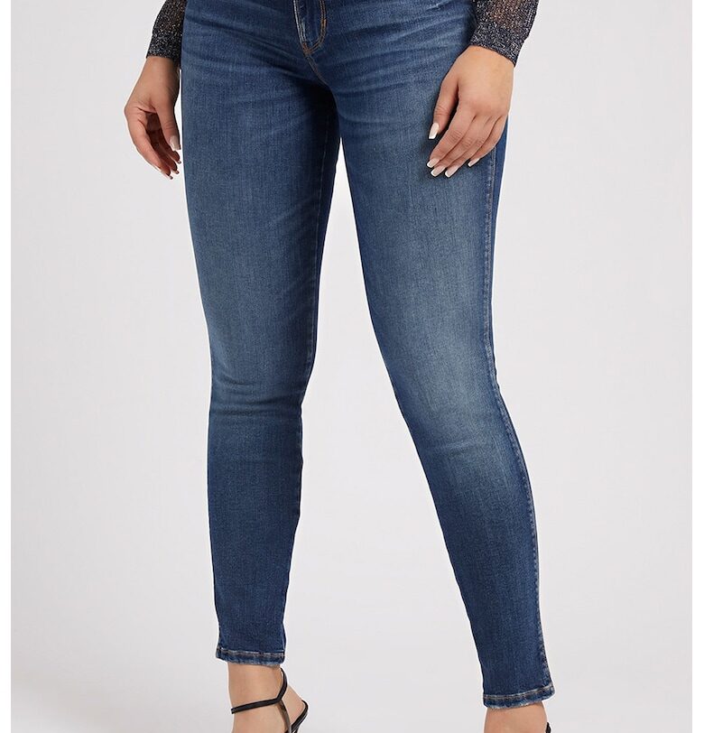 Прилепнали дънки Curve X със захабен ефект - Тъмносин GUESS