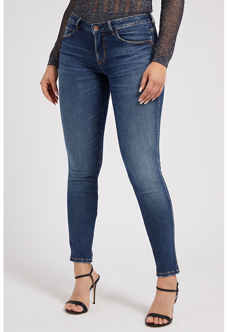 Прилепнали дънки Curve X със захабен ефект - Тъмносин GUESS