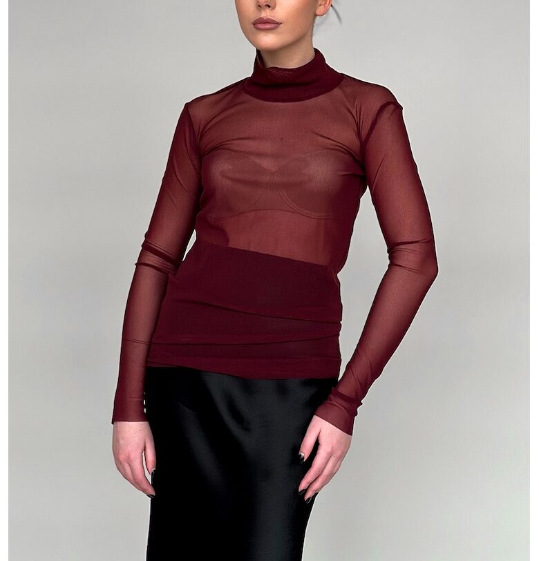 Прозрачна блуза с яка - Бордо concept A trois