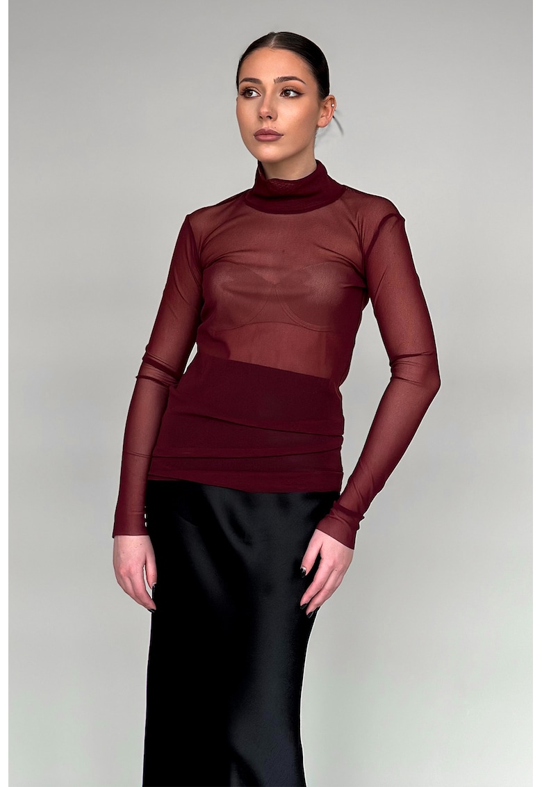 Прозрачна блуза с яка - Бордо concept A trois