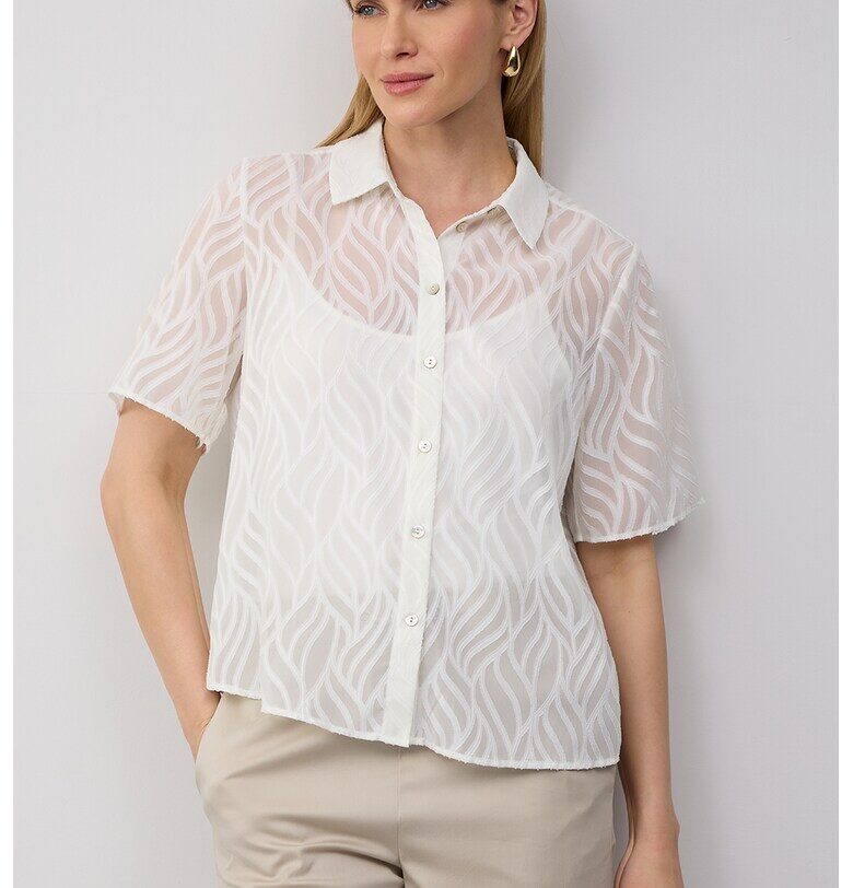 Прозрачна риза с десен - Бял sOliver