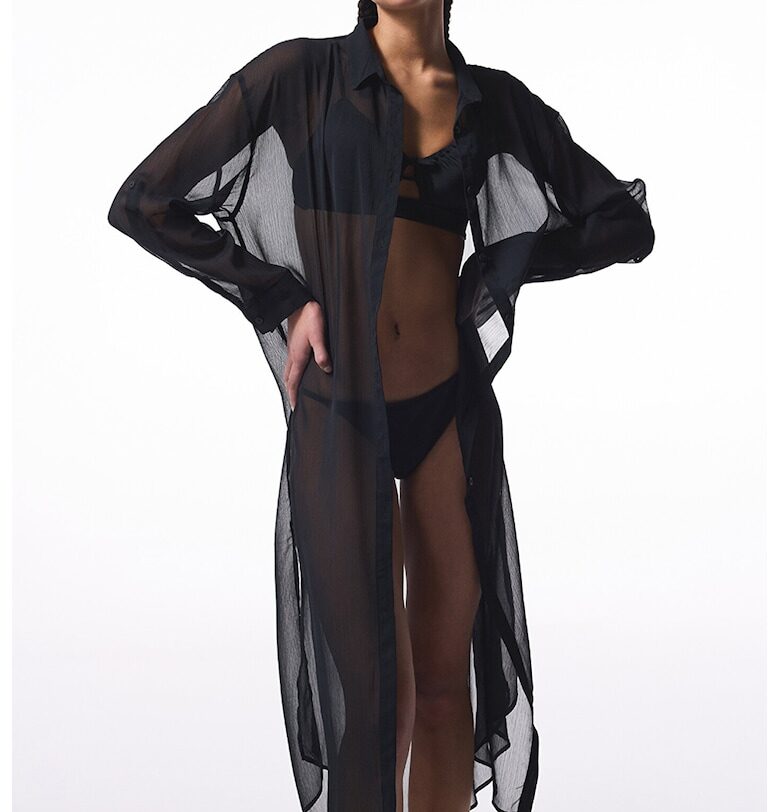 Прозрачна риза с дълги ръкави - Черен Penti