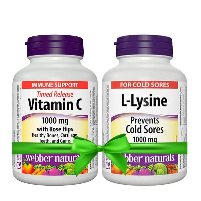 Промо пакет 16 - Л-Лизин + Витамин С и шипка Webber Naturals