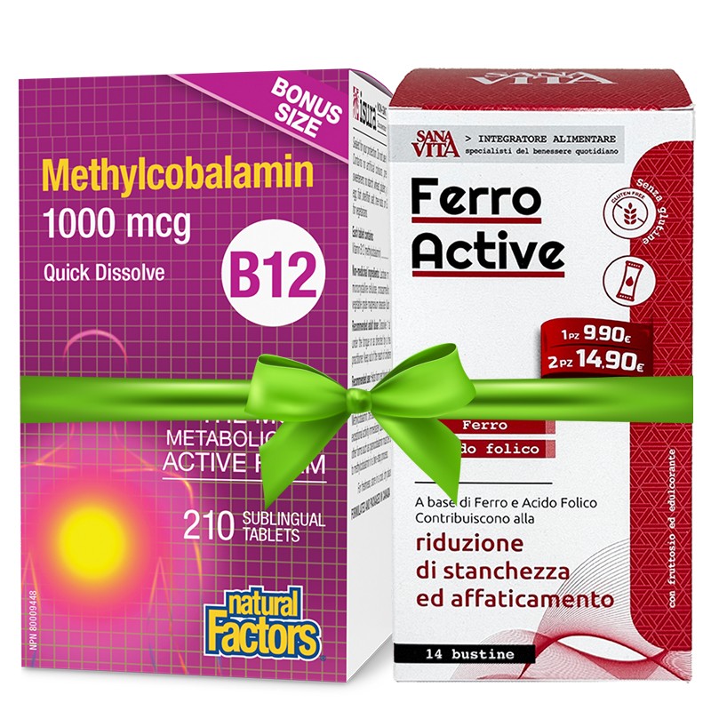 Промо пакет 17 - Витамин В12 (метилкобаламин) + ФероАктив SanaVita (желязо + фолиева киселина) Natural Factors