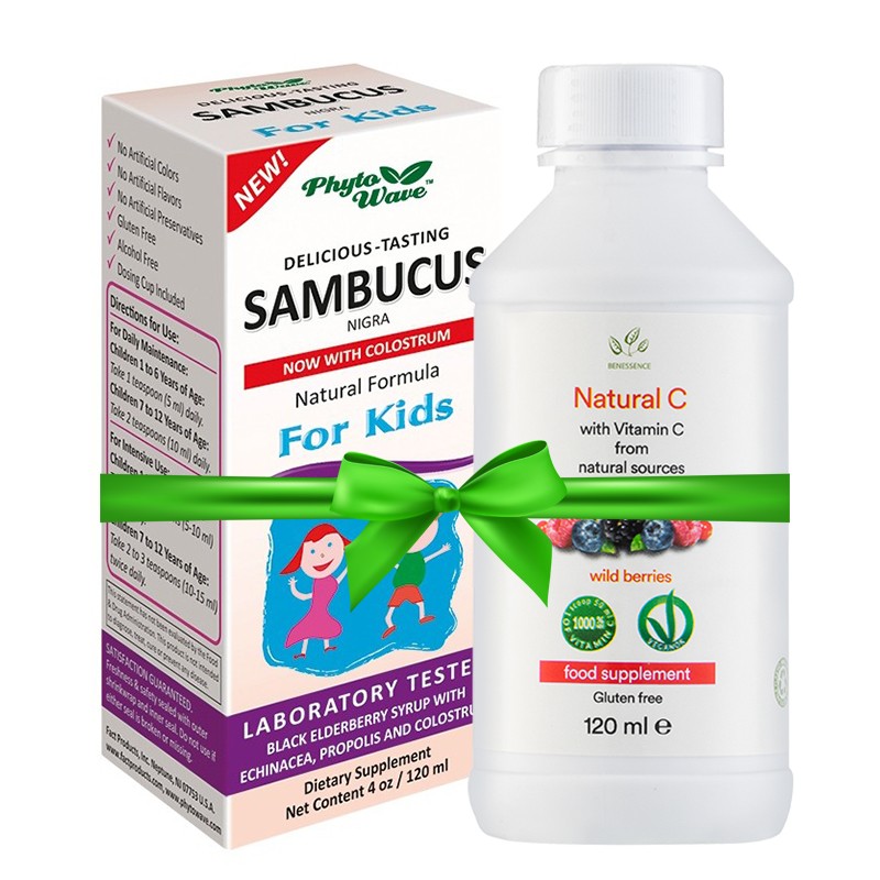 Промо пакет – детски имунитет / Самбукус нигра сироп с черен бъз и витамин С (течен) Phyto Wave