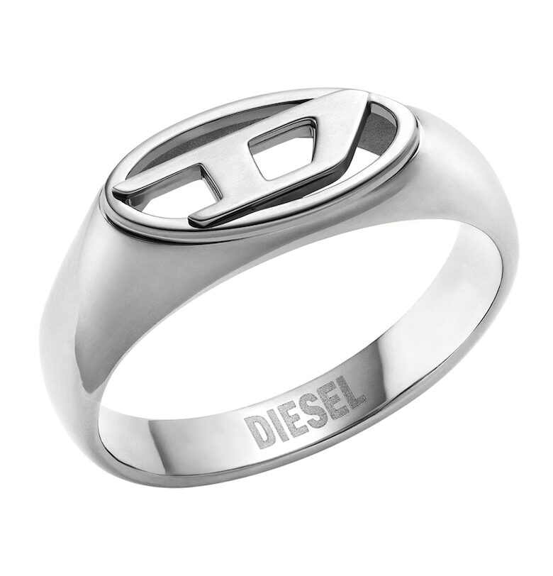 Пръстен от неръждаема стомана с лого - Сребрист Diesel