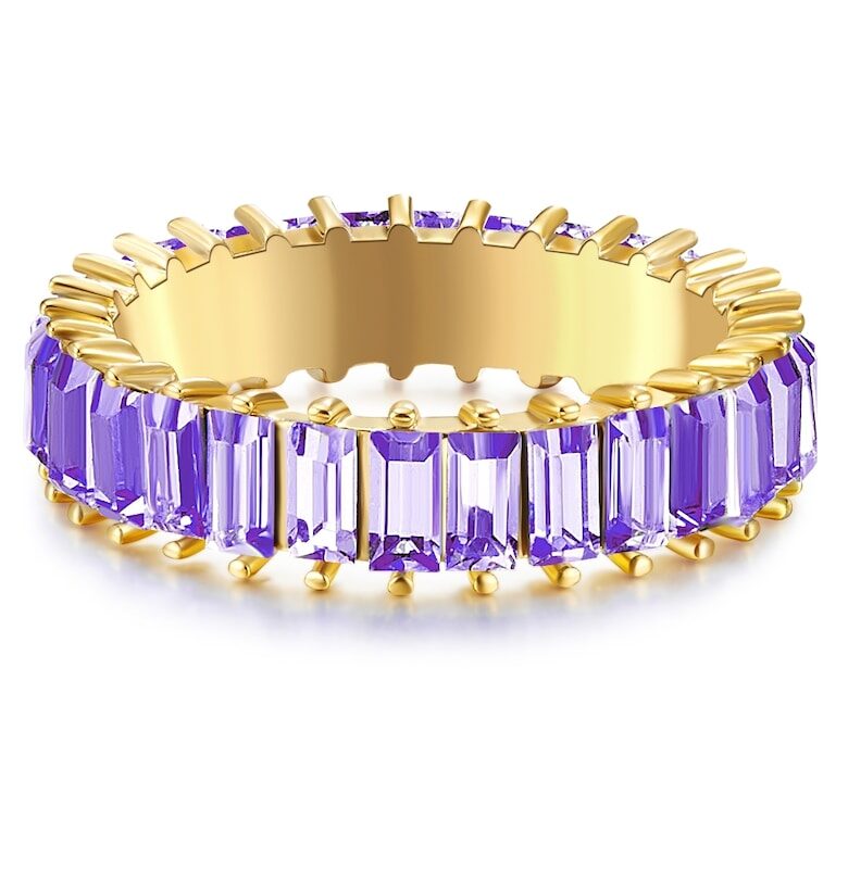 Пръстен с покритие от 14K злато със стъклени кристали - Златист Yokoamii