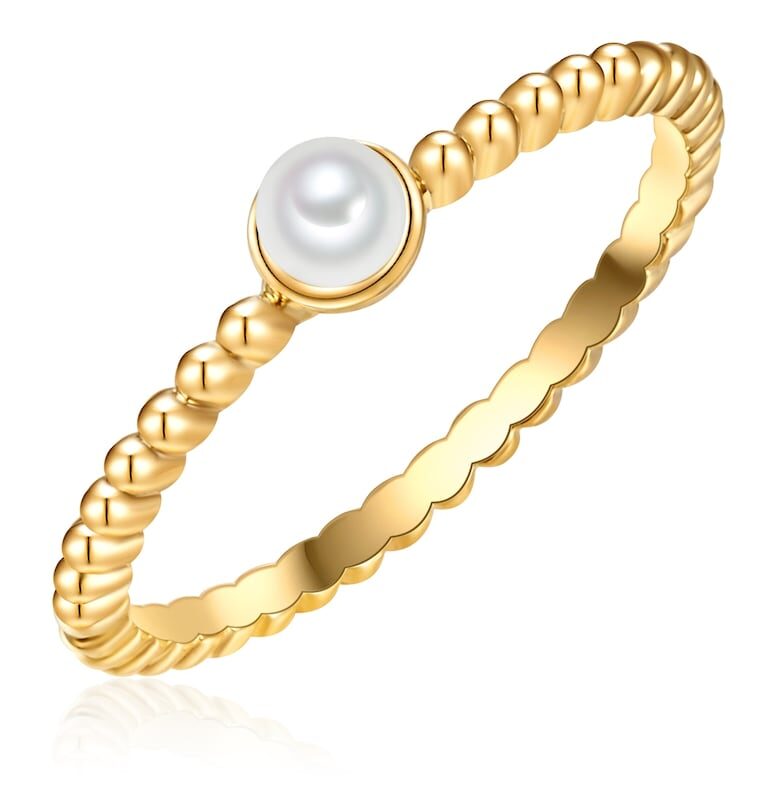 Пръстен с покритие от 14К злато и перли - Златист Lulu  Jane