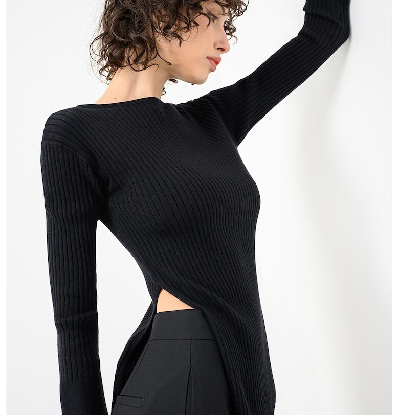 Пуловер Carta с кашмир и памук - Черен MaxCo