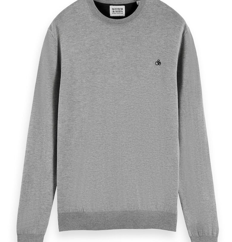 Пуловер Essentials с овално деколте - Сив Scotch  Soda