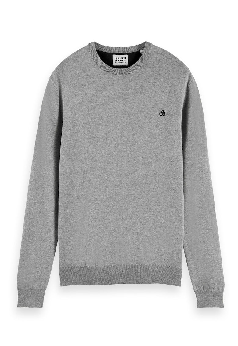 Пуловер Essentials с овално деколте - Сив Scotch Soda
