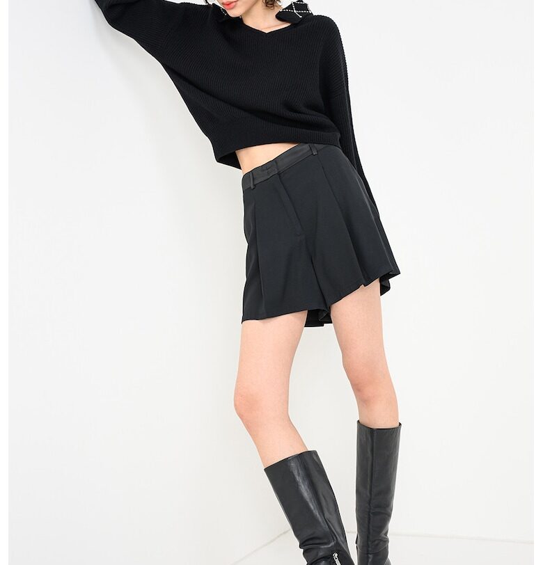 Пуловер Faust с кашмир и вълна - Черен/Сребрист MaxCo