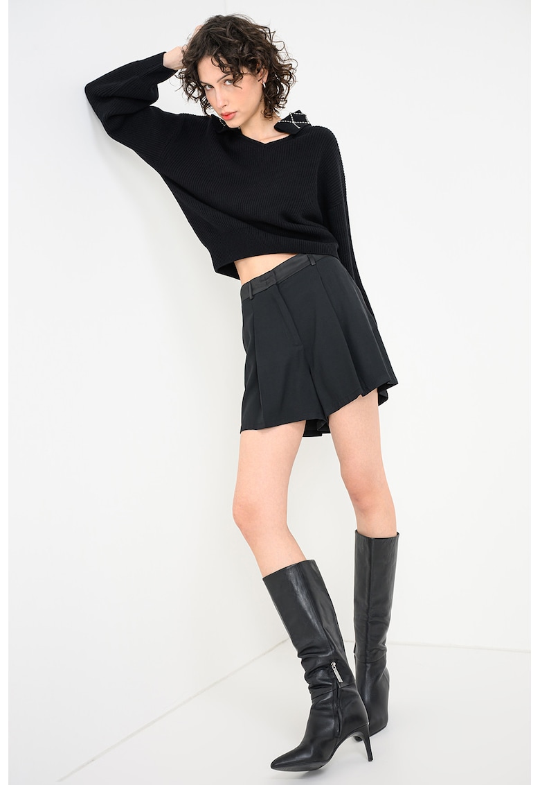 Пуловер Faust с кашмир и вълна - Черен/Сребрист MaxCo