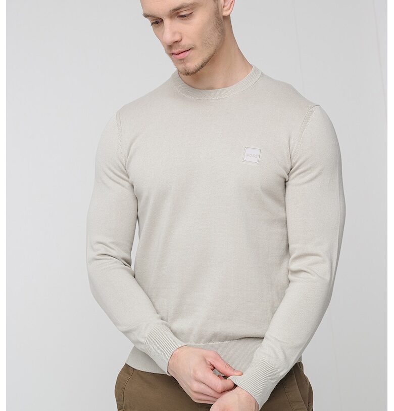 Пуловер Kanovano с памук и кашмир - Бледозелен BOSS