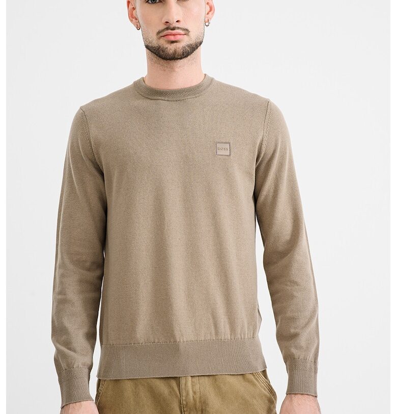 Пуловер Kanovano с памук и кашмир - Светлокафяв BOSS