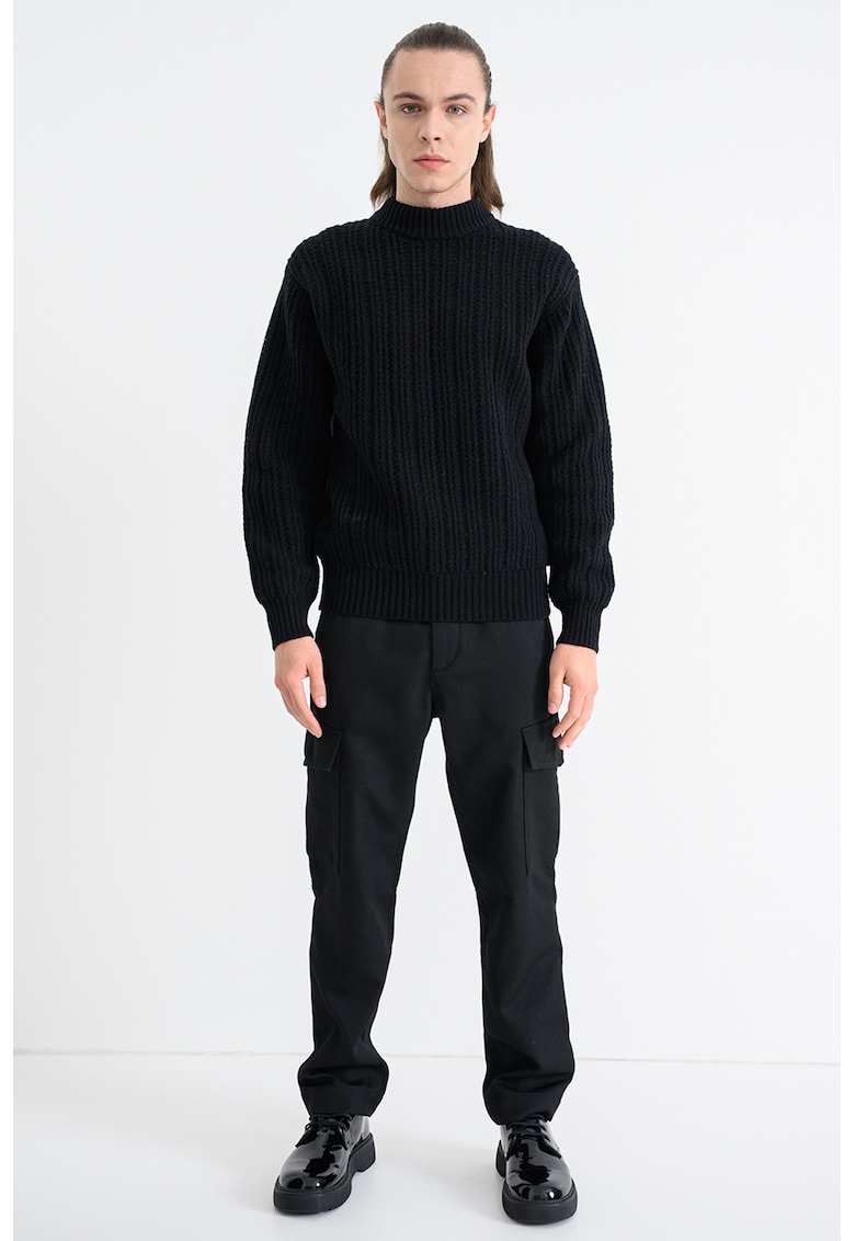 Пуловер Korth с вълна - Черен BOSS
