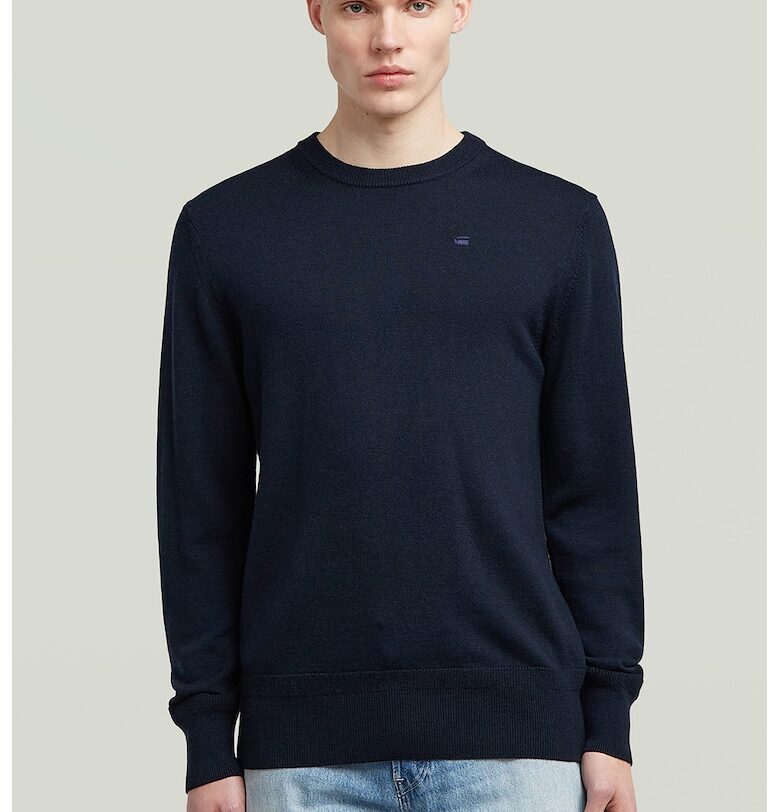 Пуловер Premium Core от мериносова вълна - Тъмносин G-STAR