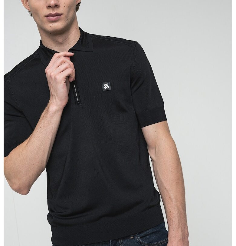 Пуловер Sayfog с къси ръкави - Черен HUGO