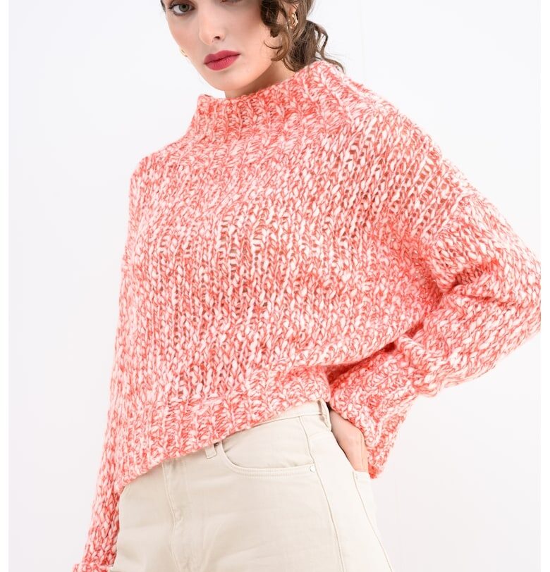 Пуловер Whisky с вълна и алпака - Червен/Бял MaxCo