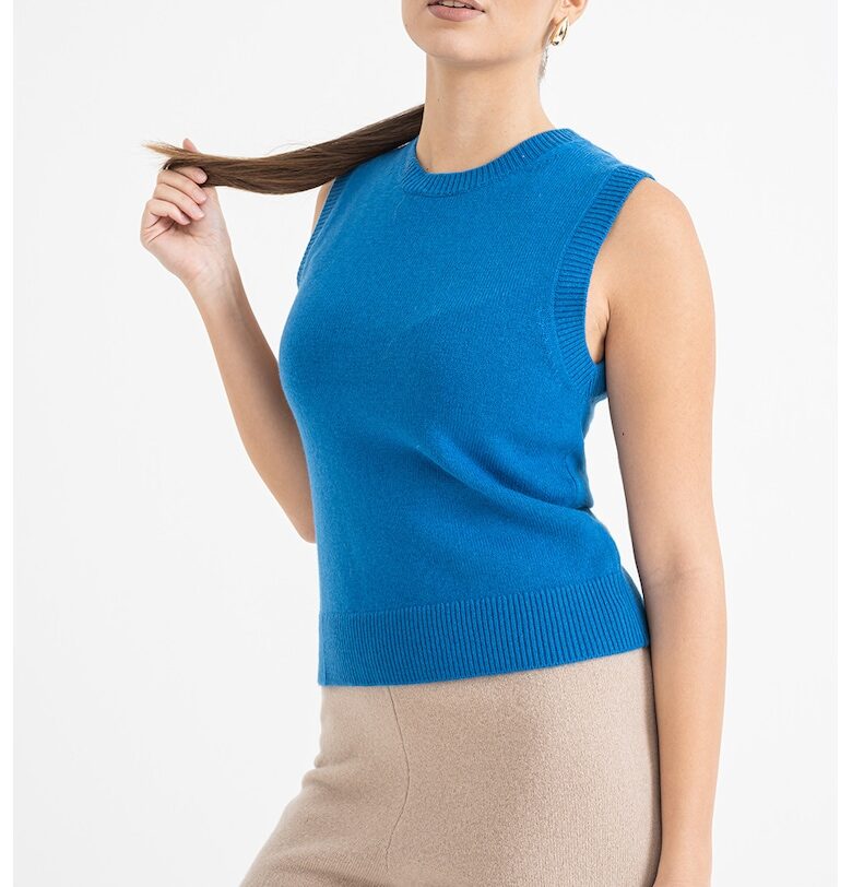 Пуловер без ръкави - Светлосин Stefanel