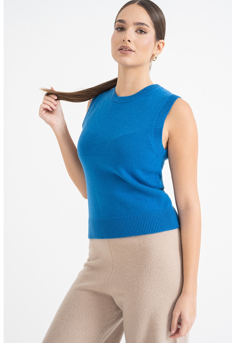 Пуловер без ръкави - Светлосин Stefanel