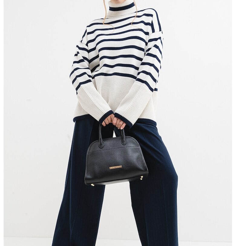 Пуловер на райе с вълна - Ултрамарин синьо/Крем GUESS