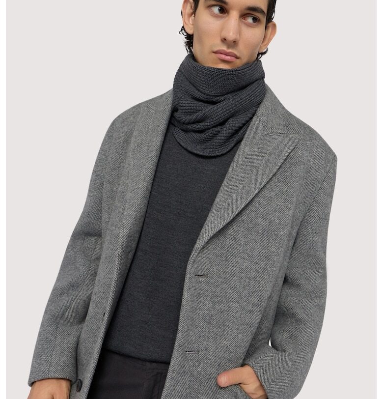 Пуловер от необработена вълна - Tъмносив Trussardi