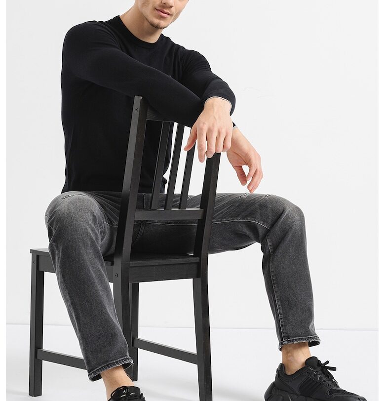 Пуловер от памук и кашмир с лого - Черен ARMANI EXCHANGE