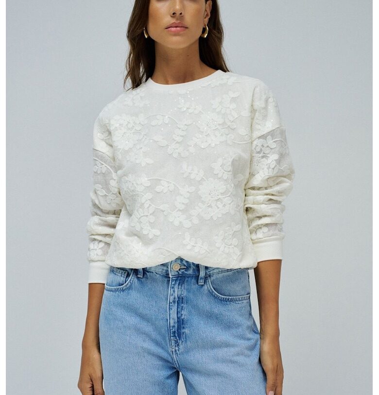 Пуловер с апликация - Слонова кост Salsa Jeans