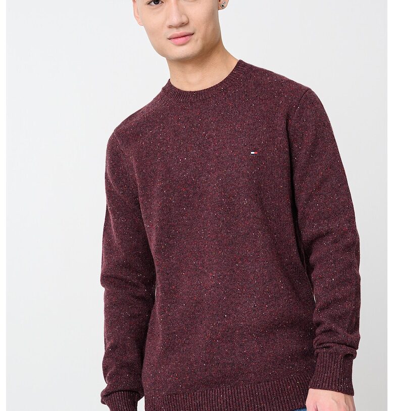 Пуловер с вълна - Тъмновиолетов Tommy Hilfiger