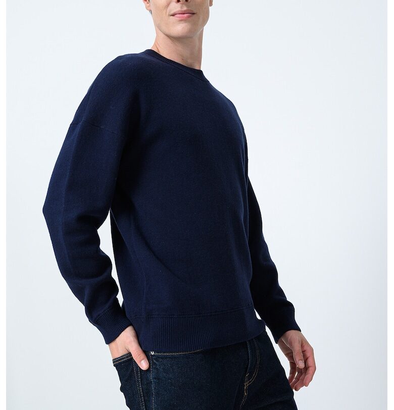 Пуловер с вълна - Тъмносин United Colors of Benetton