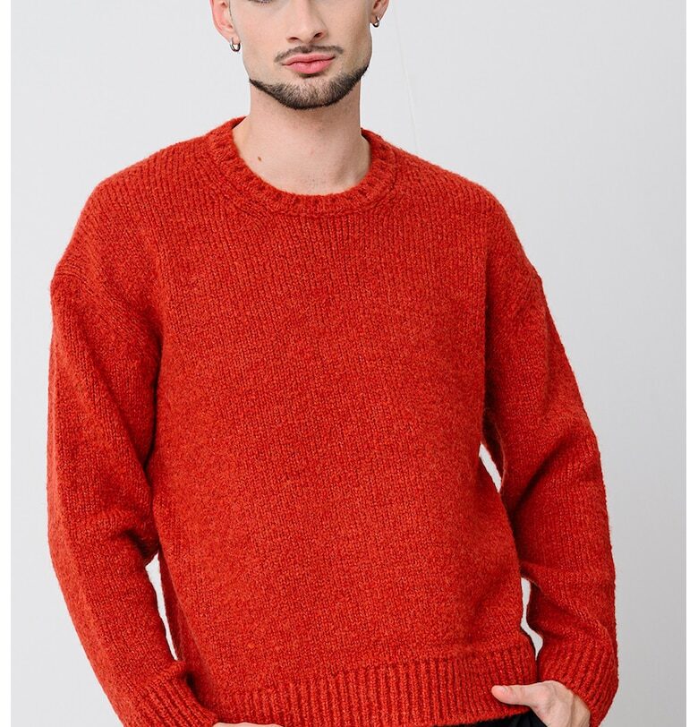 Пуловер с вълна алпака с паднали ръкави - Червен Tommy Hilfiger
