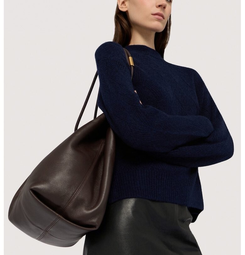 Пуловер с вълна и коприна - Тъмносин Trussardi