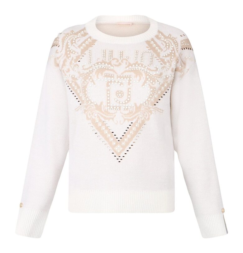 Пуловер с вълна с апликация отпред - Слонова кост Liu Jo