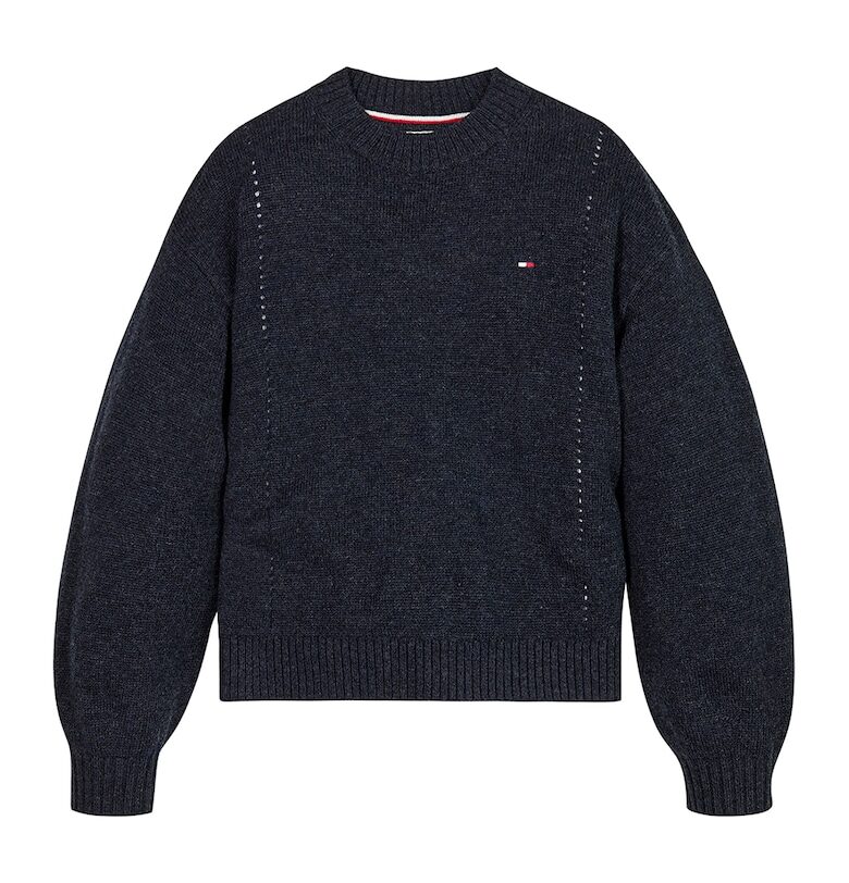 Пуловер с вълна с паднали ръкави - Ултрамарин синьо Tommy Hilfiger