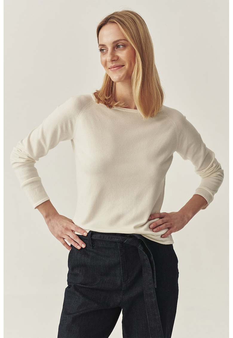 Пуловер с деколте тип лодка и реглан ръкави - Слонова кост Tatuum