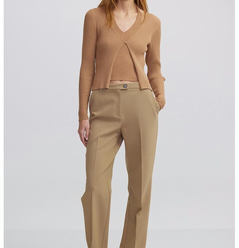 Пуловер с дизайн 2 в 1 - Светлокафяв Ipekyol