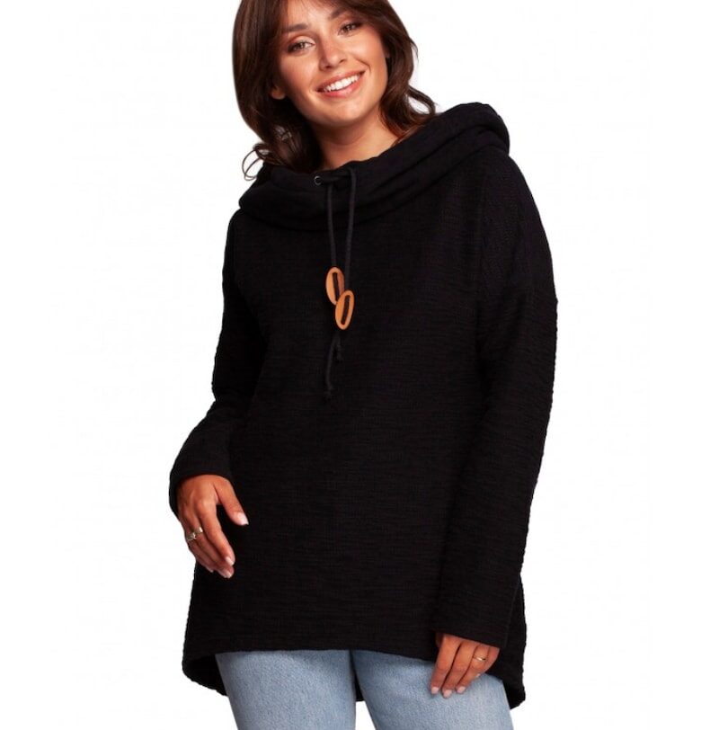 Пуловер с качулка - памук/полиестер - черен OEM