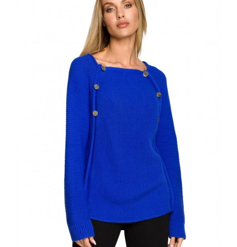 Пуловер с  копчета - Акрил - Полиамид - Син - Син MOE