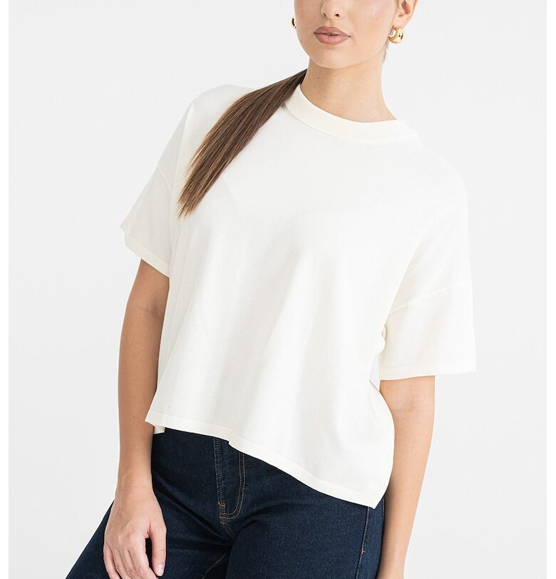 Пуловер с къси ръкави - Слонова кост Stefanel