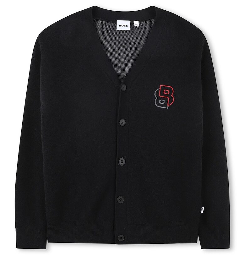 Пуловер с лога - Черен BOSS Kidswear