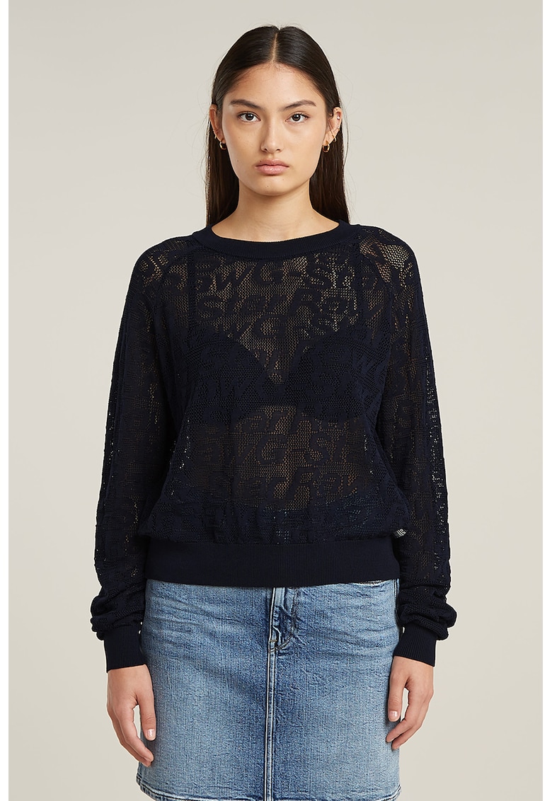 Пуловер с лого - Ултрамарин синьо G-STAR