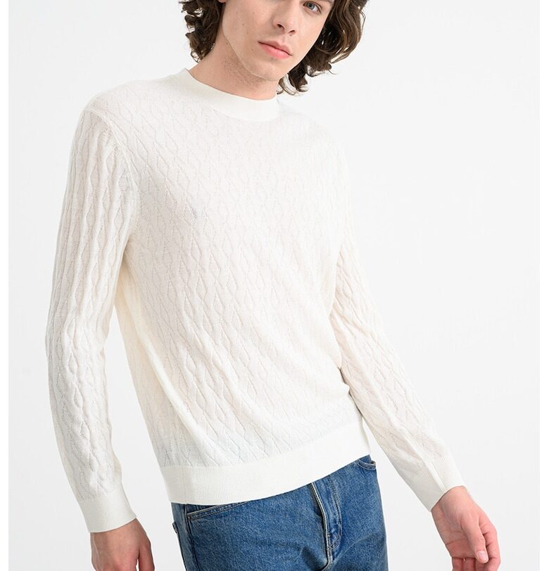 Пуловер с необработена вълна - Бял ARMANI EXCHANGE