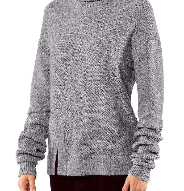 Пуловер с необработена вълна и кашмир с поло - Сив меланж Falke