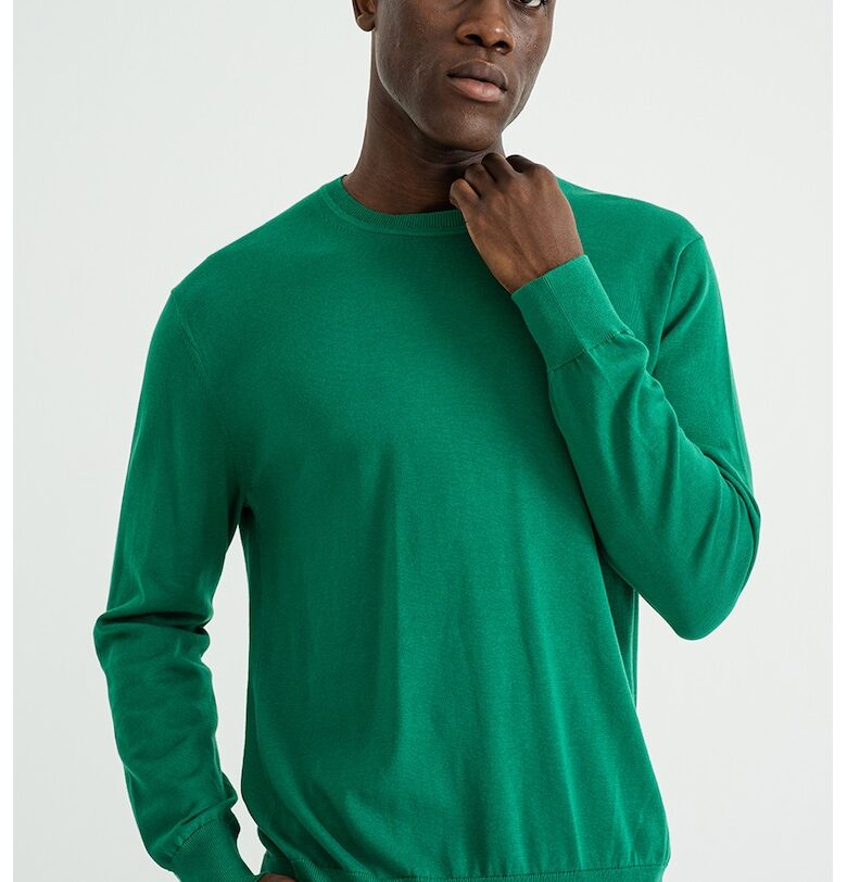 Пуловер с овално деколте - Аква зелено CALVIN KLEIN