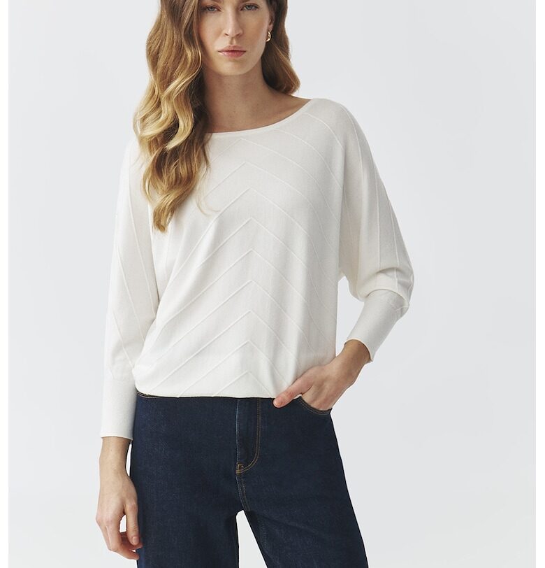 Пуловер с овално деколте - Мръснобял Tatuum