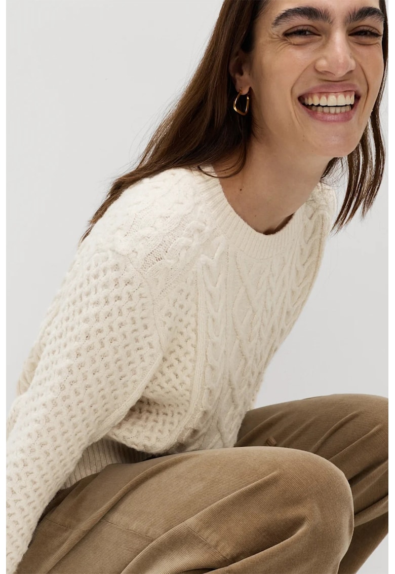 Пуловер с овално деколте - Слонова кост Marks Spencer